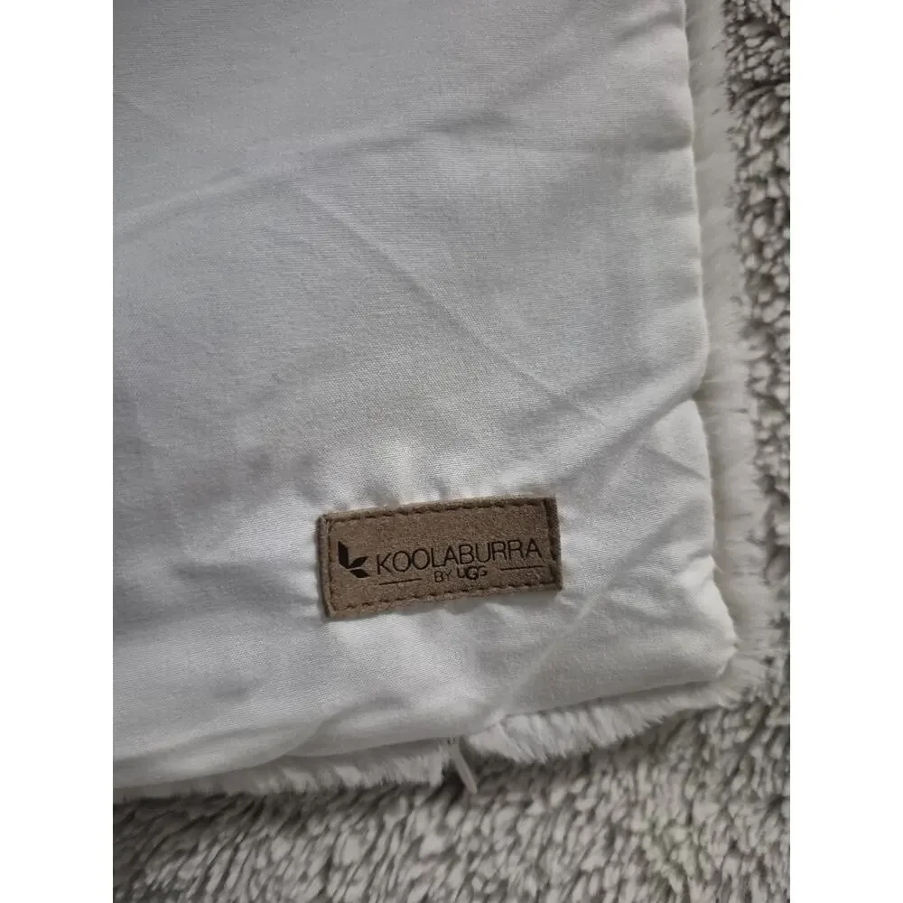 💥 KOOLABURRA BY UGG Faux Fur Queen Comforter Set Shams White Gray